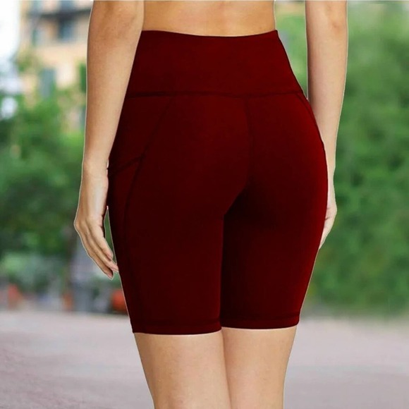 Ideology High Rise Biker Shorts Red Pear Medium - Picture 3 of 9